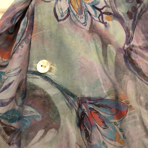 Tianello 100% silk, long sleeve, floral, print blouse - Picture 7 of 12